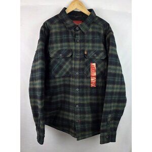 Coleman Men's Jacket Size XL Green Plaid Flannel Sherpa Fleece Lined Shacket